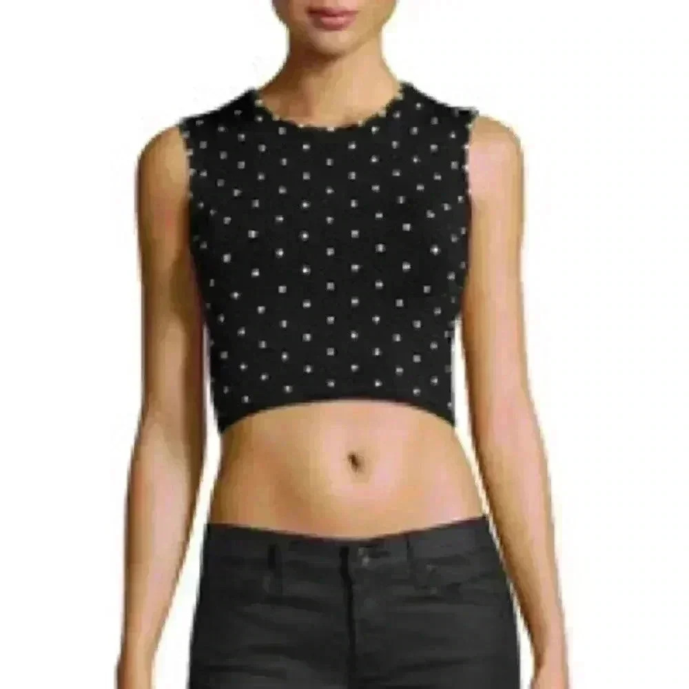 Torn by Ronny Kobo Edna Knit Polka Dot Crop Top Size Small​